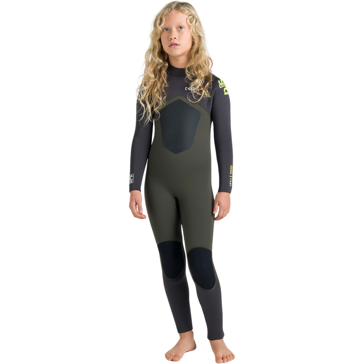 2026 C-Skins Junior Nuwave Legend 5/4/3mm Back Zip Wetsuit C-NLE54JBZ - Olive / Meteor